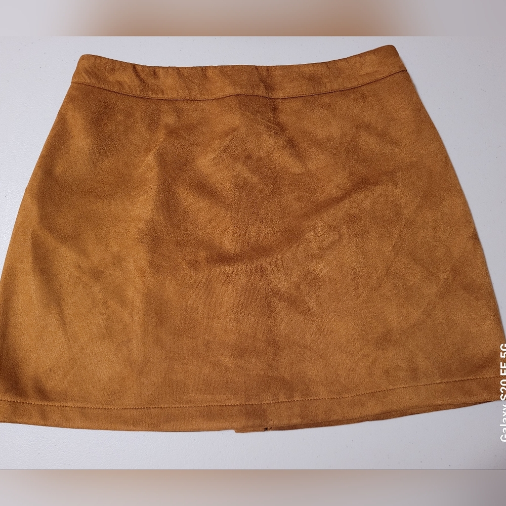 Primark Women's Faux Suede Button-Up A line Mini Skirt Copper Size 6 - Picture 2 of 8